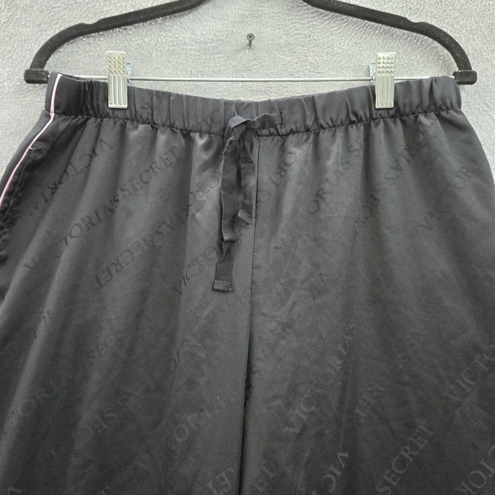 Victoria's Secret Women Sleepwear‎ M Black Lounge Logo AOP Graphic Print